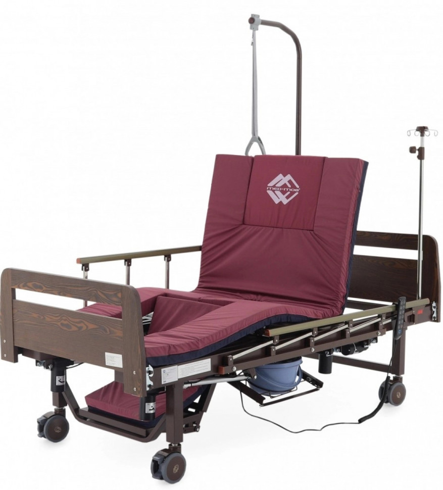 Медицинская кровать для лежачих больных электрическая YG-3 ЛДСП Венге с боковым переворач., с матрасом